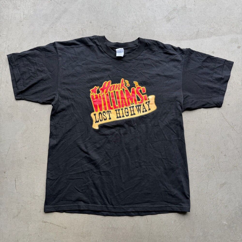 Vintage Hank Williams Lost Highway Mens XL Shirt Music Band Tee 90s Y2K Black